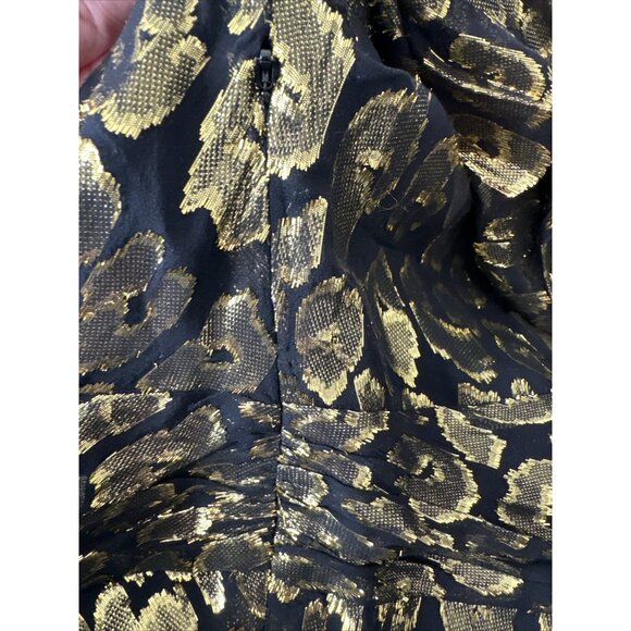 A.L.C. Women's Logan Metallic Print Silk Long Sleeve Blouse Size 8 - Picture 12 of 13